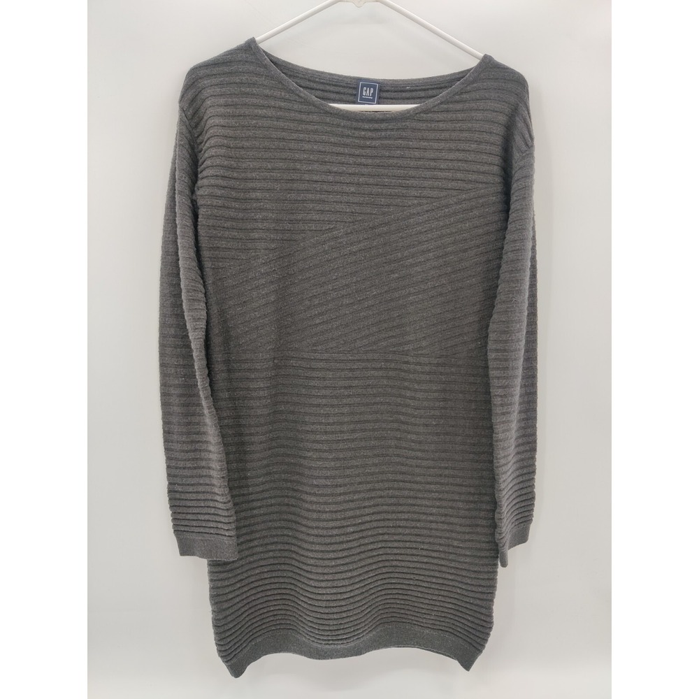 Gap Maternity XS Sweater Dress Dark Charcoal Grey Merino Wool Blend Ribbed Knit